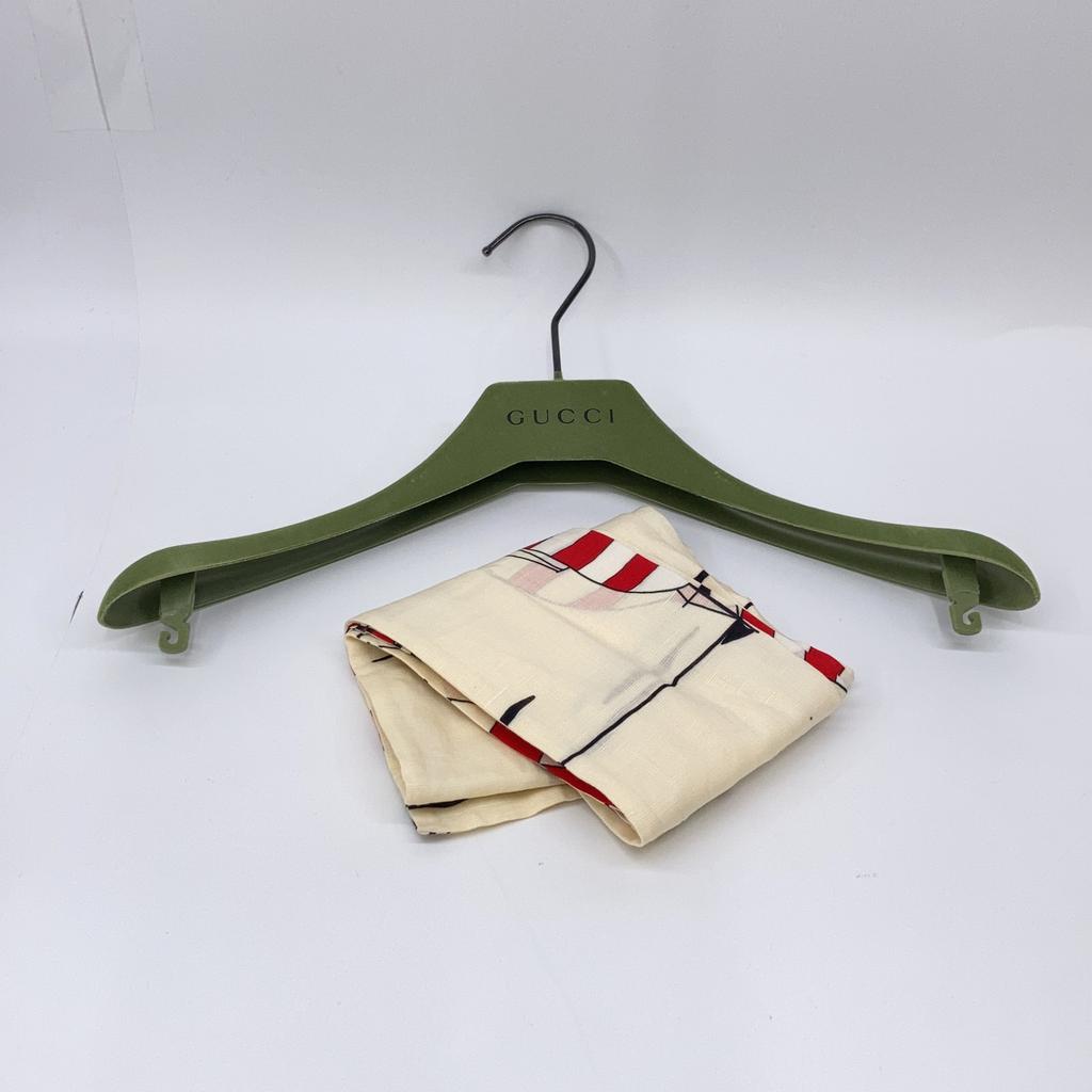 Gucci 654450 21Stainless Steel Beige Cotton Linen Yacht Print Bow Tie Pleated Dress Dress 38 beigeUsed