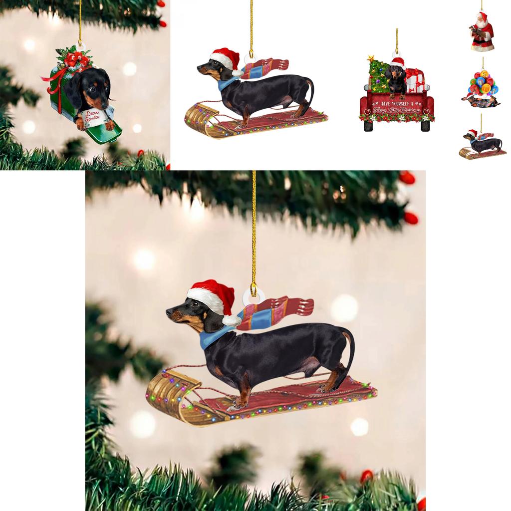 Adorable 2023 New Christmas Dachshund Series Tree Ornament For Home And Car Decor