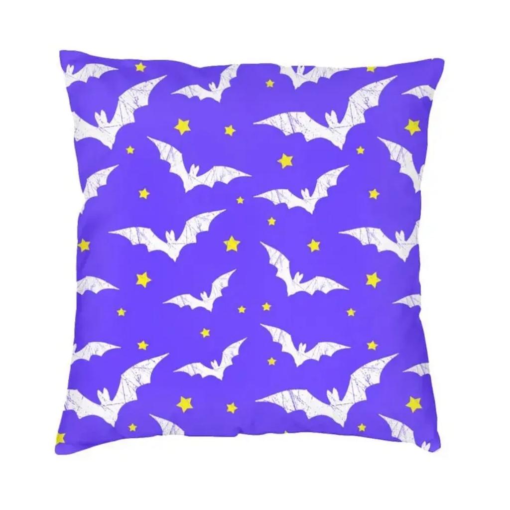 Pastel Goth Pink Black Bats Nordic Throw Pillow Cover Home Decorative Halloween Witch Chair Cushion 45x45cm Pillowcases