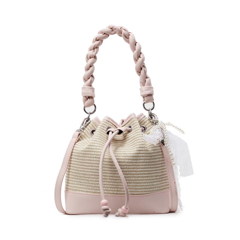 Hand Carrying Bucket Bag Women's New Fashion Pattern Drawstring Shoulder Bag Versatile Commuter Messenger Bag