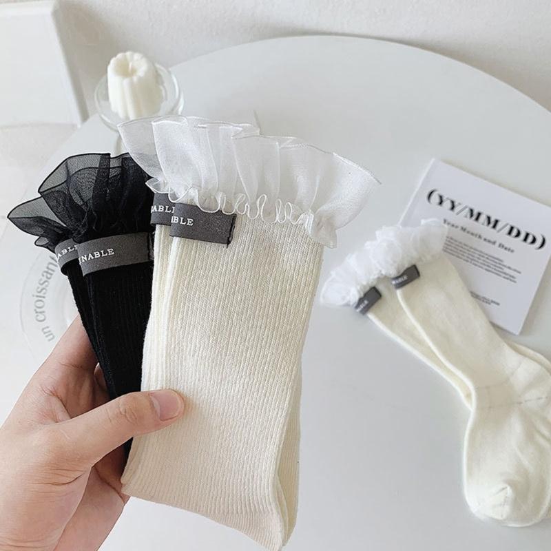 Women's Summer Ankle Socks Summer Crew Socks Lace Middle Tube Socks Japanese Style Cute Boot Socks Streetwear Gift