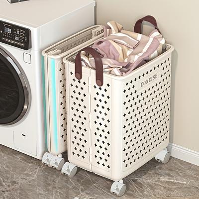 Cesta de Almacenamiento de Ropa de Baño con Polea Plegable Transpirable Ahorro de Espacio Gran Volumen Cesto de Lavandería Accesorios de Baño