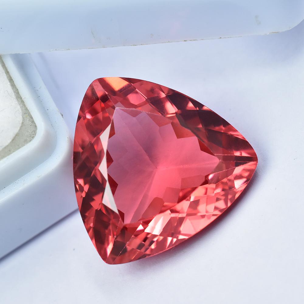 Stunning Natural Padparadscha Sapphire 24 Ct Trillion Certified Loose Gemstone