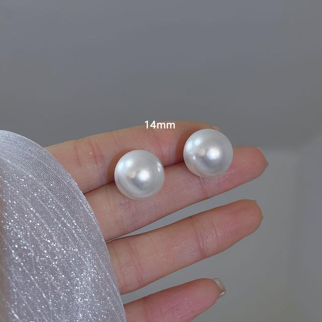 S925 Silver Needle Simple Exquisite White Pearl Stud Earrings For Women Girls Minimalist Ear Jewelry Gifts Size 3/6/8/10mm