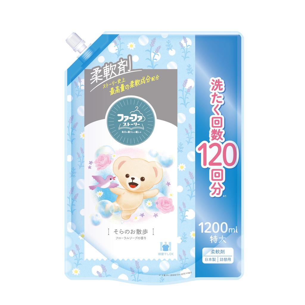 FaFa Story Fabric Softener No Floral Soap Scent "Sora Osanpo" Refill, 1200ml,