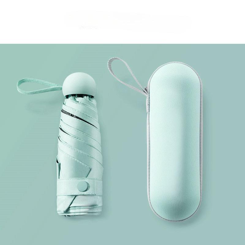 

Зонт-капсула, портативный мини-зонт от солнца, солнцезащитный экран, дождевик, черная ручка из резинового сплава, складной, для солнца и дождя, двойного назначения светло-зеленый