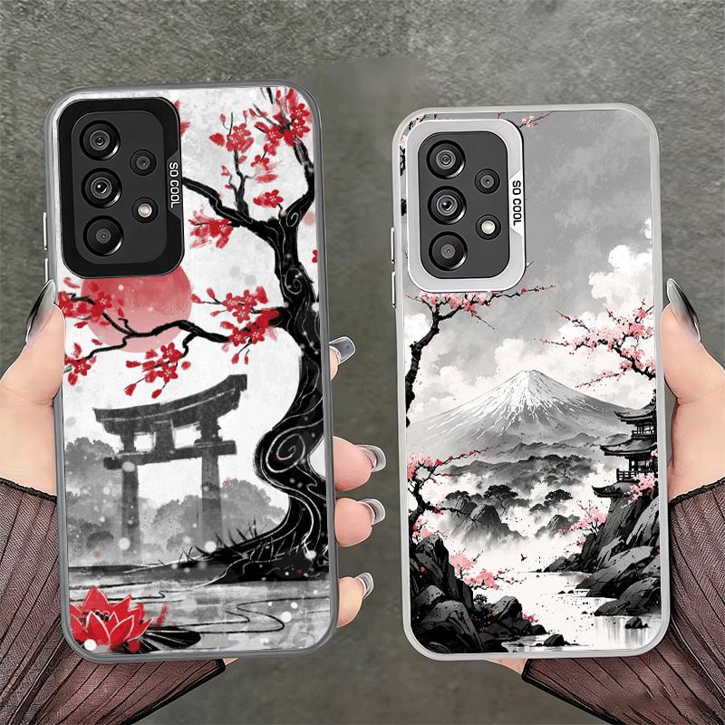 Japanese Minimalist Pine Tree Soft Phone Case for Samsung A17 A16 A15 A14 A13 A57 A56 A55 A54 A53 A37 A36 A35 A34 A33 A26 A25 A2