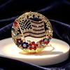 USA 250th Anniversary Commemorative Brooch Set Shiny Rhinestone American Flag Hypoallergenic for Sensitive Skin Daily Wear