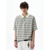 Madwitch American-Style Color-Block Striped Polo Shirt Short-Sleeve Unisex Loose Retro Commuter Casual Top T-Shirt Ins