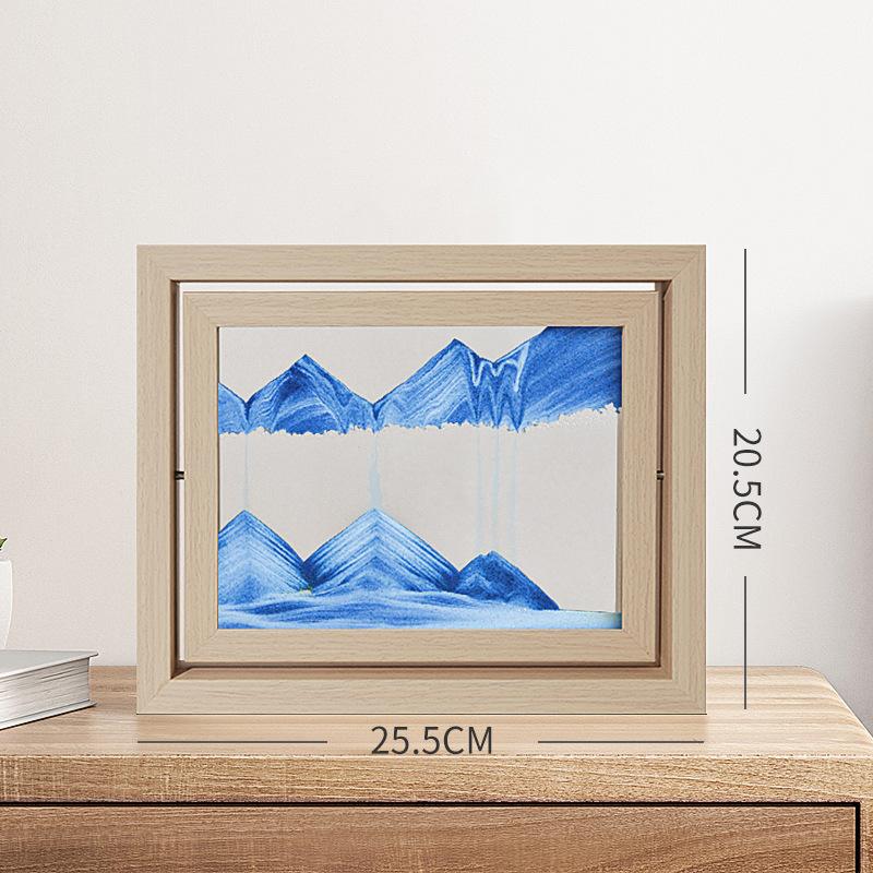 3D Sandscape Moving Sand Art Picture Quicksand Liquid Hourglass Glass Wooden Frame Flowing Sand Painting Office Home Decor Gifts