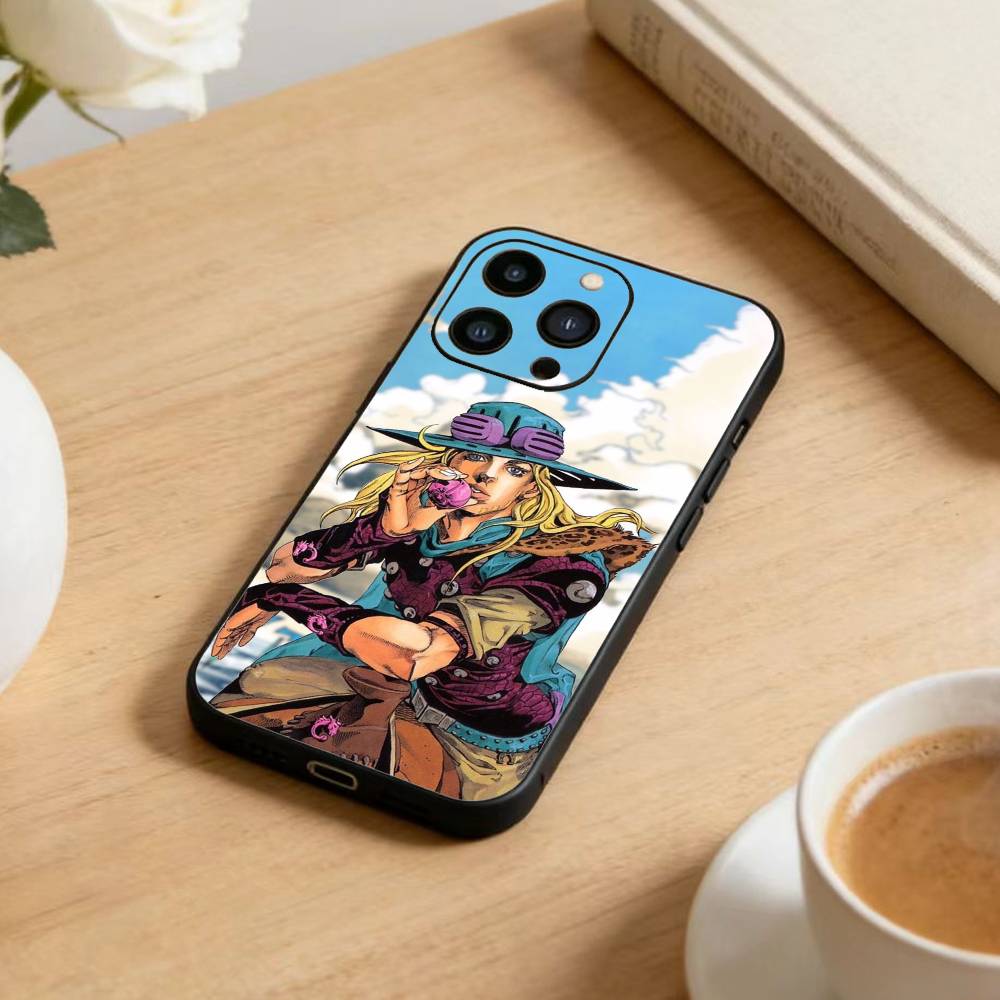 Anime Jojos Bizarres Adventures Phone Case For iPhone 16,15,14,13,12,17,Pro Max,Plus Silicone Black Case