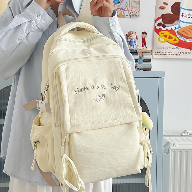 Letter Nylon Casual Backpack For Women And Men With Lightweight Cushion Straps For Daily Use