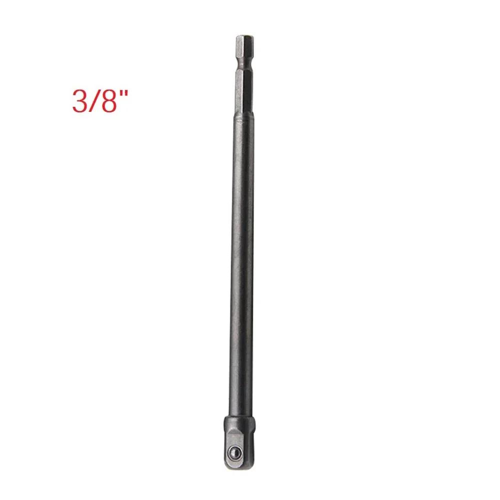 1 Pc Impact Socket Adapter 200/150mm Hex Shank To 1/4 3/8 1/2inch Head Extension Drill Bit Bar For Power Drill Tool Accessories