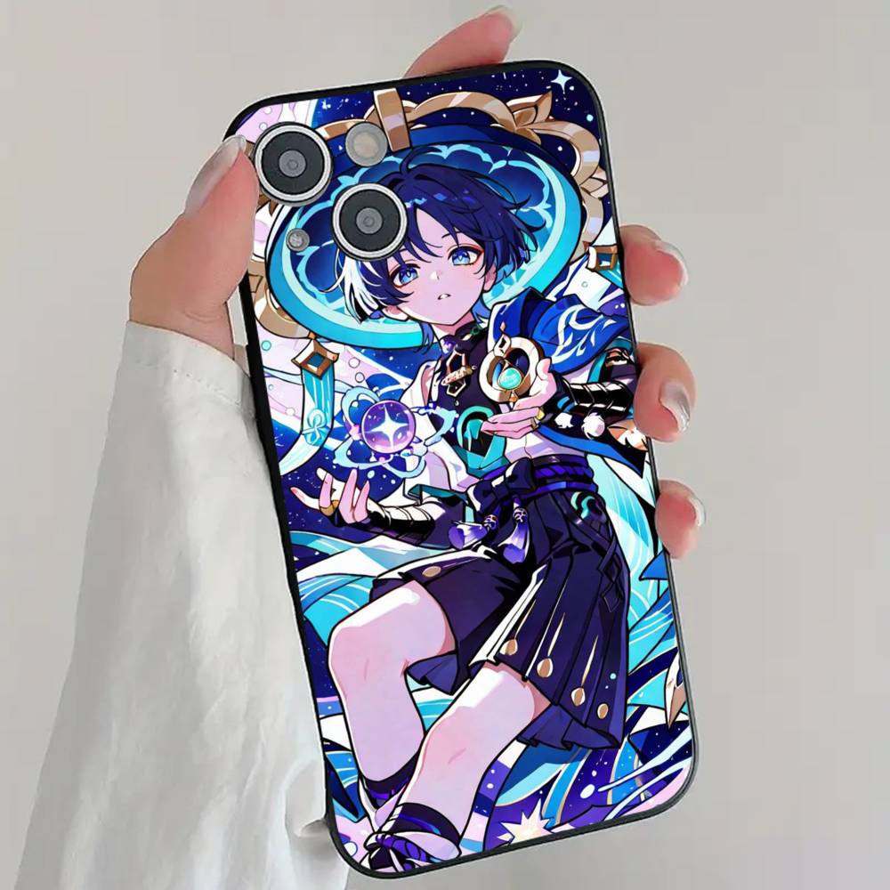 Anime Spiel G-Genshin I-Impact Charaktere Handyhülle Cool Schwarz Silikon Weich Für IPhone 16 15 14 13 12 11 X XR Plus Pro Max Plu