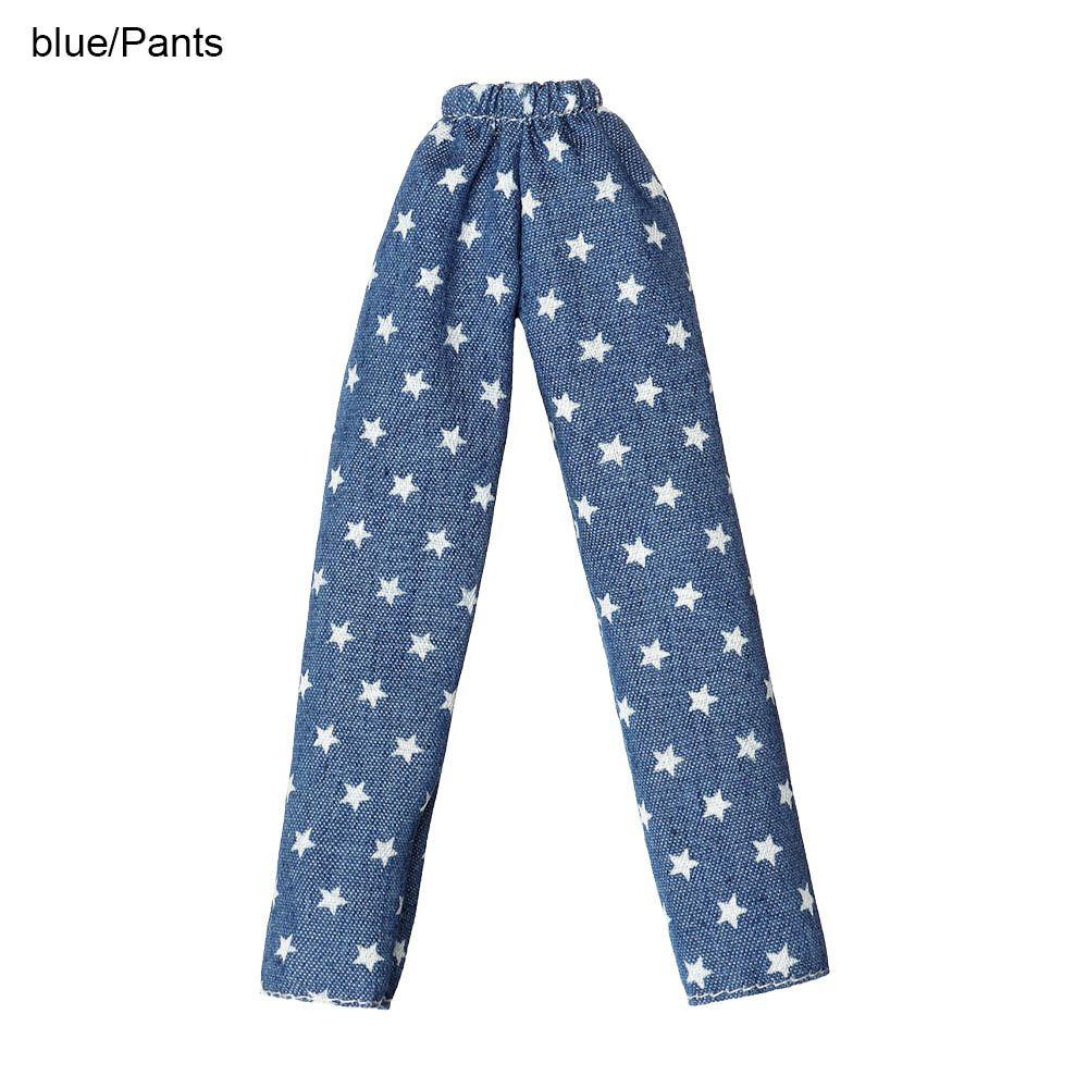 

Fashion Wear Accessories Sleeveless Casual Pants Denim T-shirt Doll Clothes blue-Pants