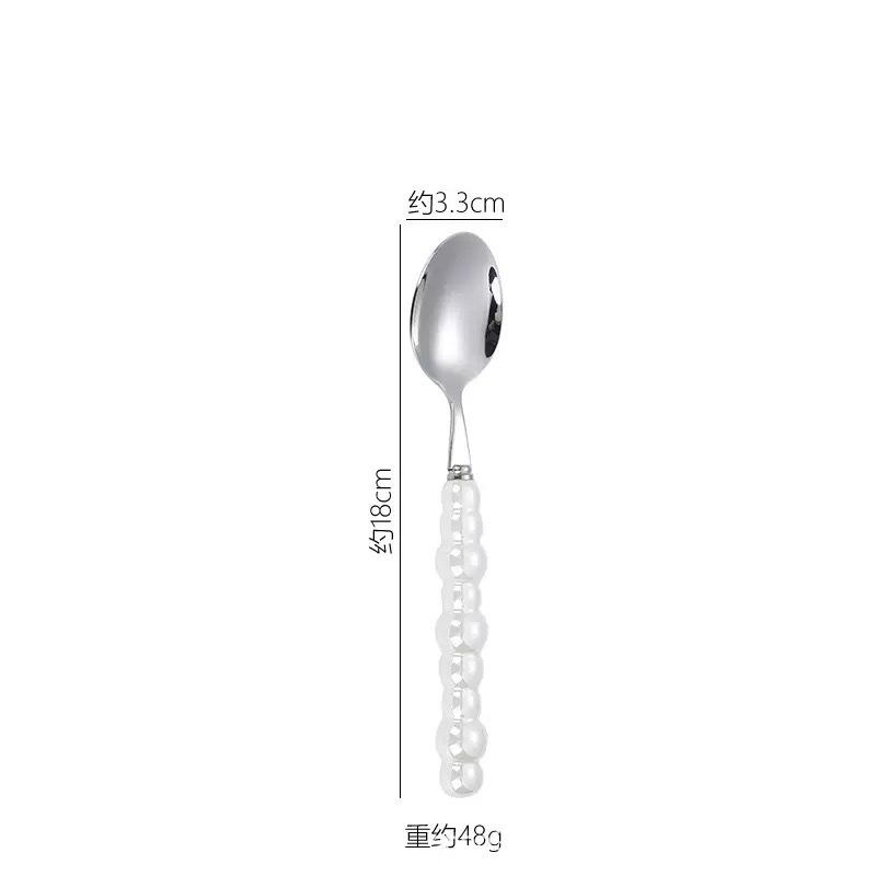 Light luxury Pearl Byen cutlery spoon High appearance level ceramic handle cutlery Steak cutlery Dessert cake fork 1PC
