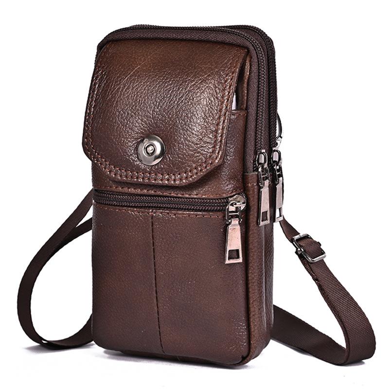 Men’s Cowhide Crossbody & Waist Phone Bag with ID Holder