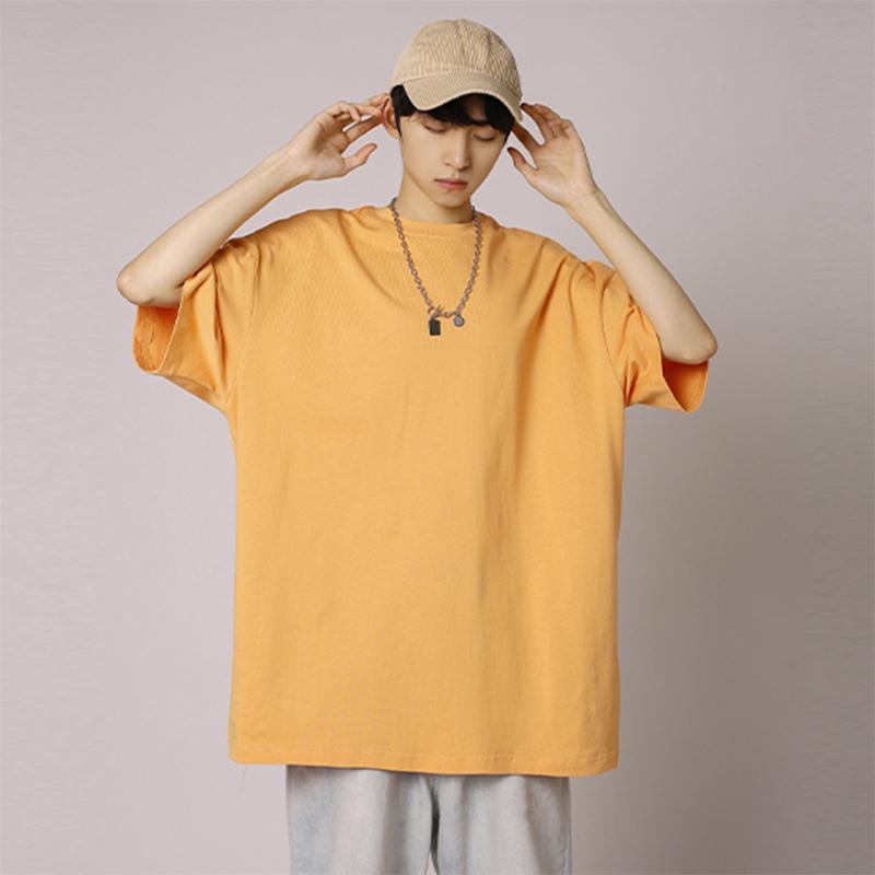IELGY Solid Color Loose Short-sleeved T-shirt Base Men