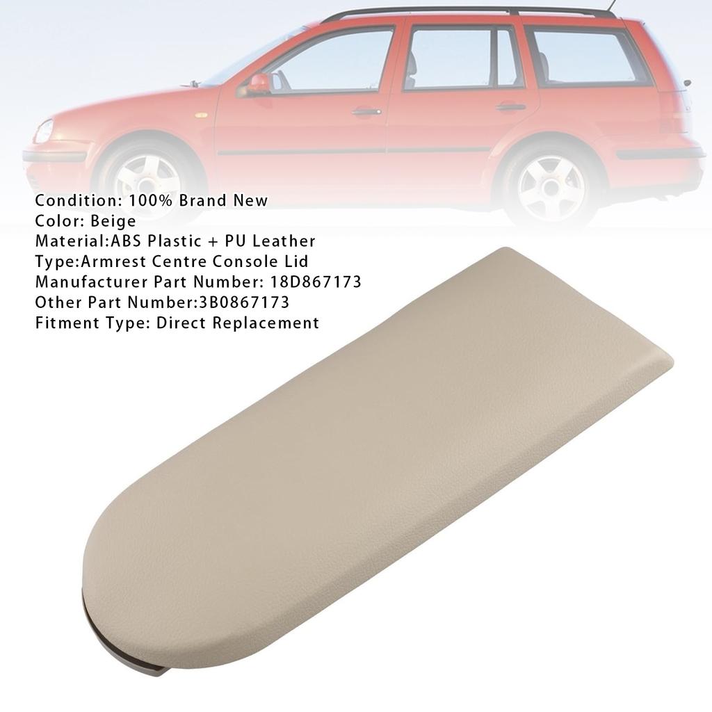 Beige Leather Armrest Centre Console Lid For VW MK4 Jetta Bora Golf 18D867173