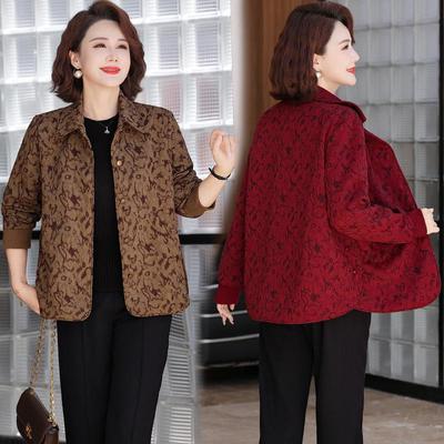 Jaqueta com Lapela Floral Primavera 2026: Blusa Casual Elegante e Solta para Mães - Tamanho Plus