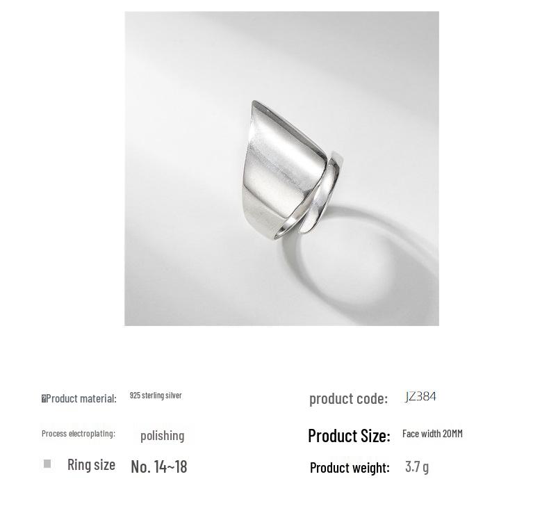 Irregular Polished S925 Sterling Silver Thumb & Index Ring for Women