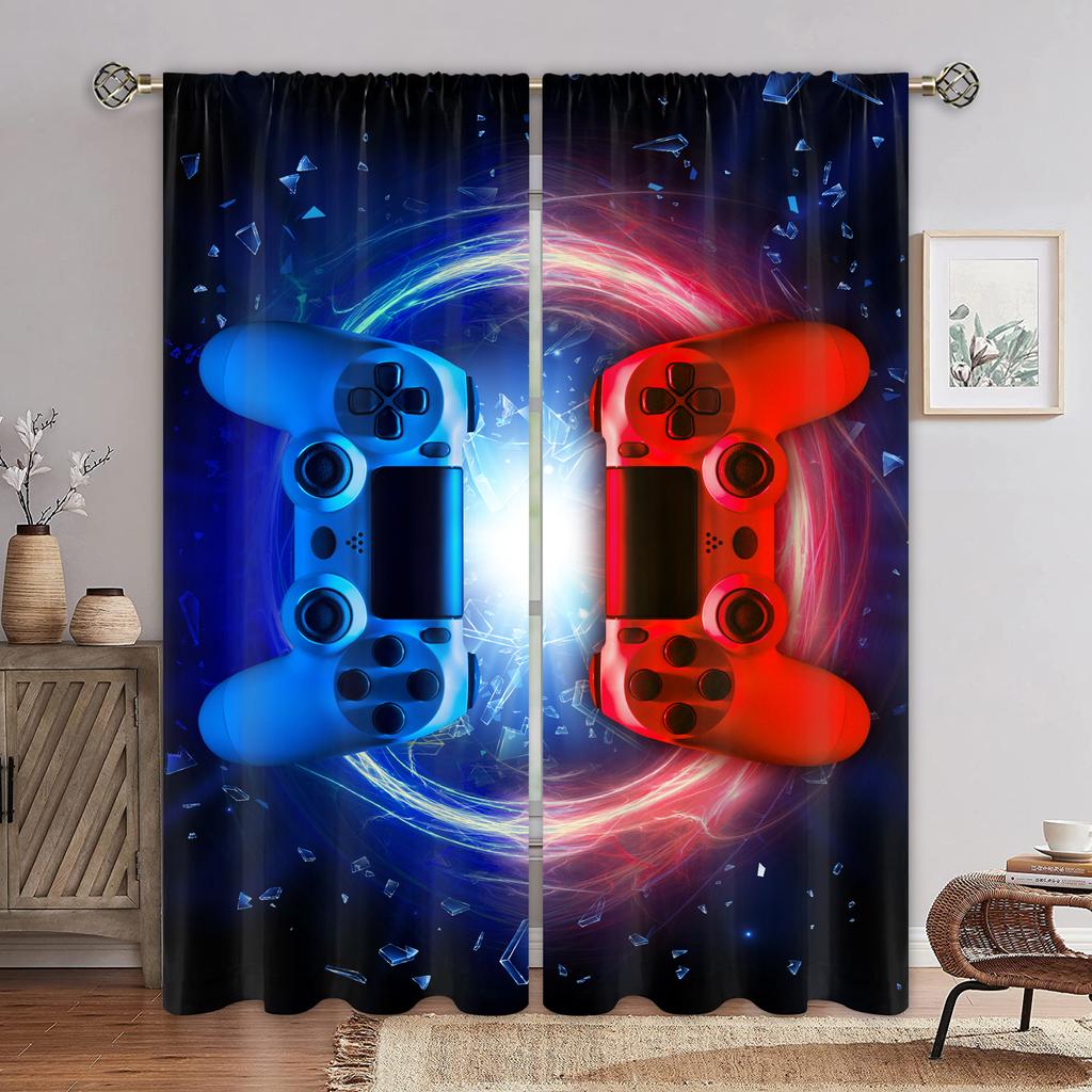 Technology Sense Game Handle Curtain Future Cool Sense, a Set of Two Pieces, Home Bedroom Living Room Curtain