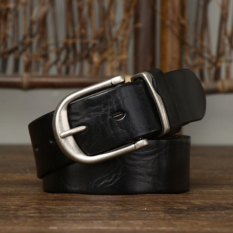 Pásek Pánská kožená spona z hověziny Hovězí kůže Trendy Džíny korejského stylu Nový ležérní skládaný pásek pro mladé muže