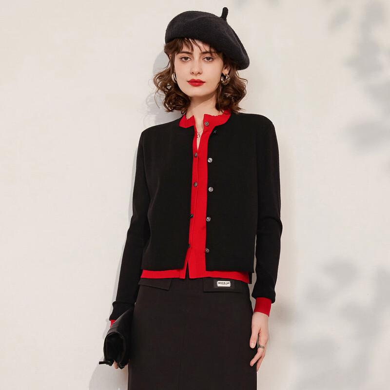 Damski kardigan Bailuyu z dzianiny imitujący dwuczęściowy z kontrastem