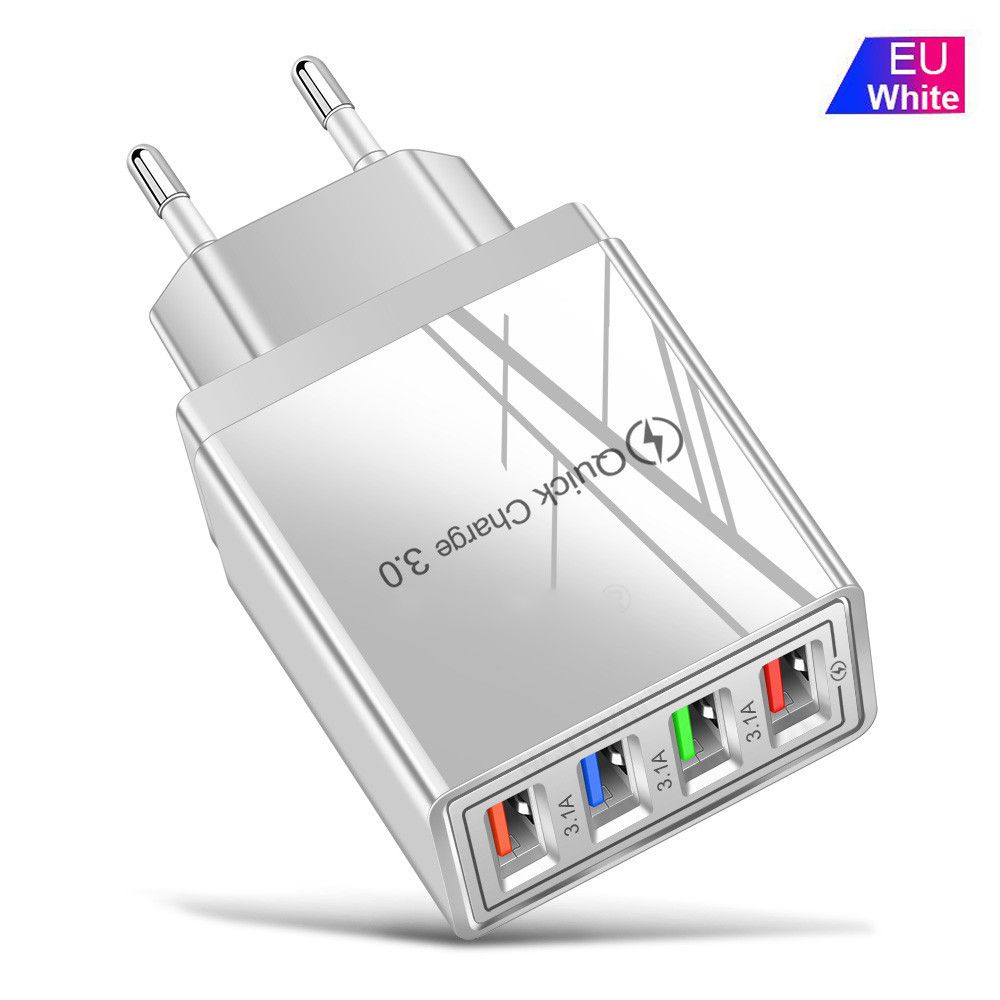 Portable 4 Ports USB Transformer Power Supply Wall Charger Adapter Fast Quick Charger