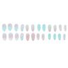 24PCS Gradient Fake Nails with 3D Flower and Water Drop Decorated for Stage Performance