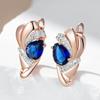Fashion Blue Stone Drop Earrings For Women Unique  Rose Gold  Color Mix Ethnic Wedding Crystal Vintage Jewelry