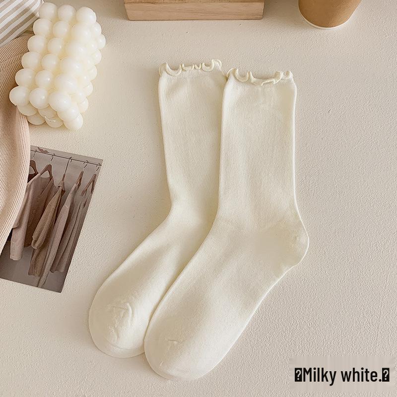 Girls  Anti-Pilling Lace Mid-Calf Slouch Socks for Spring and Autumn, All-Season Style. One Size 34-40 [Anti-pilling Cotton]