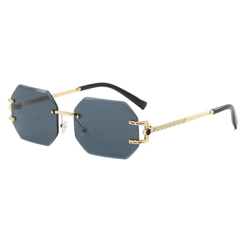 New rimless trimmed sunglasses, European and American fashion polygonal sunglasses, women's sunscreen, street photography ins glasses
