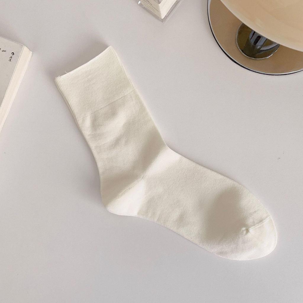 Women's Early Autumn Mid-Calf Seamless Slouch Socks - Japanese Combed Cotton, Solid Color, Postpartum-friendly