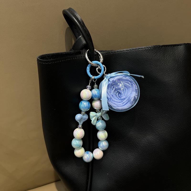 Korean-Style Beaded Rose Keychain & Bag Charm Souvenir