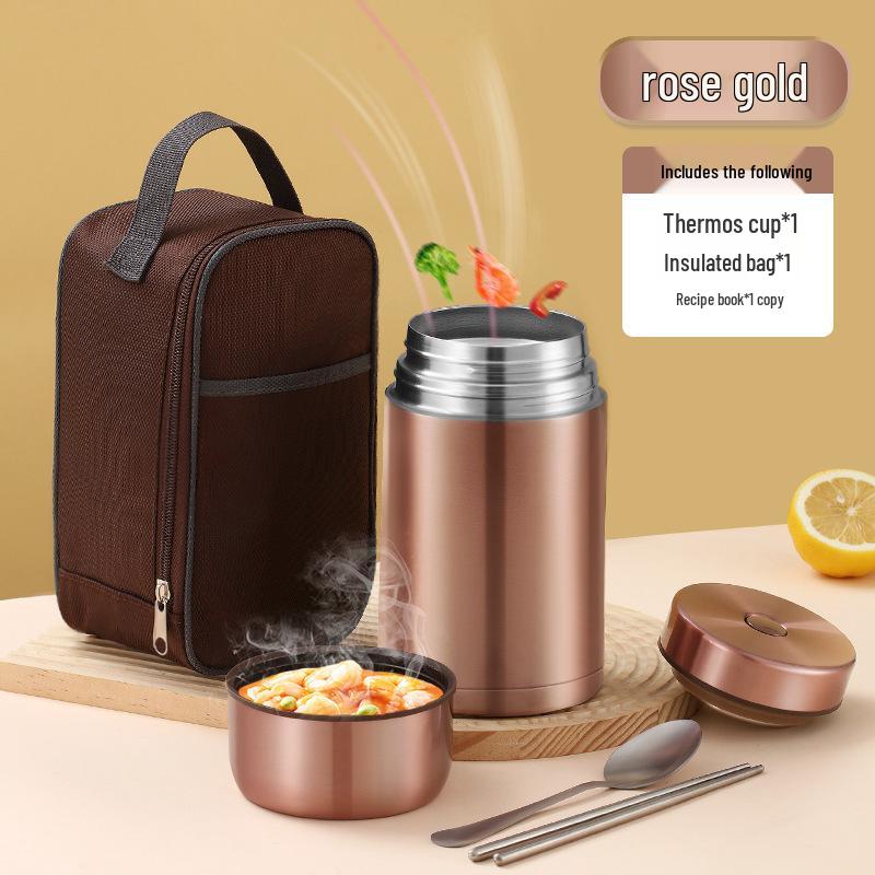 

Портативный термопот из нержавеющей стали большой емкости: Термокастрюля для тушения и ланч-бокс для офисных женщин 800ml