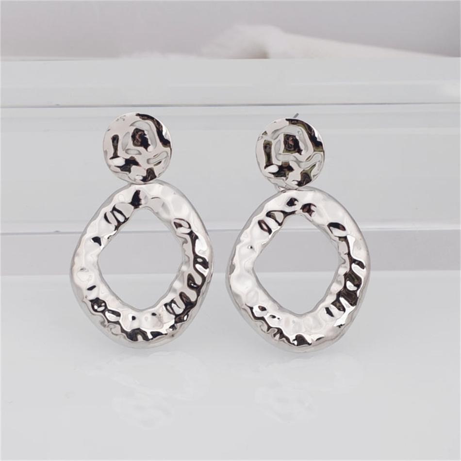 

Преувеличенные нерегулярные геометрические полые круглые овальные эллиптические металлические серьги-подвески для женщин Brincos Jewelry Party Pendientes Gift серебряный