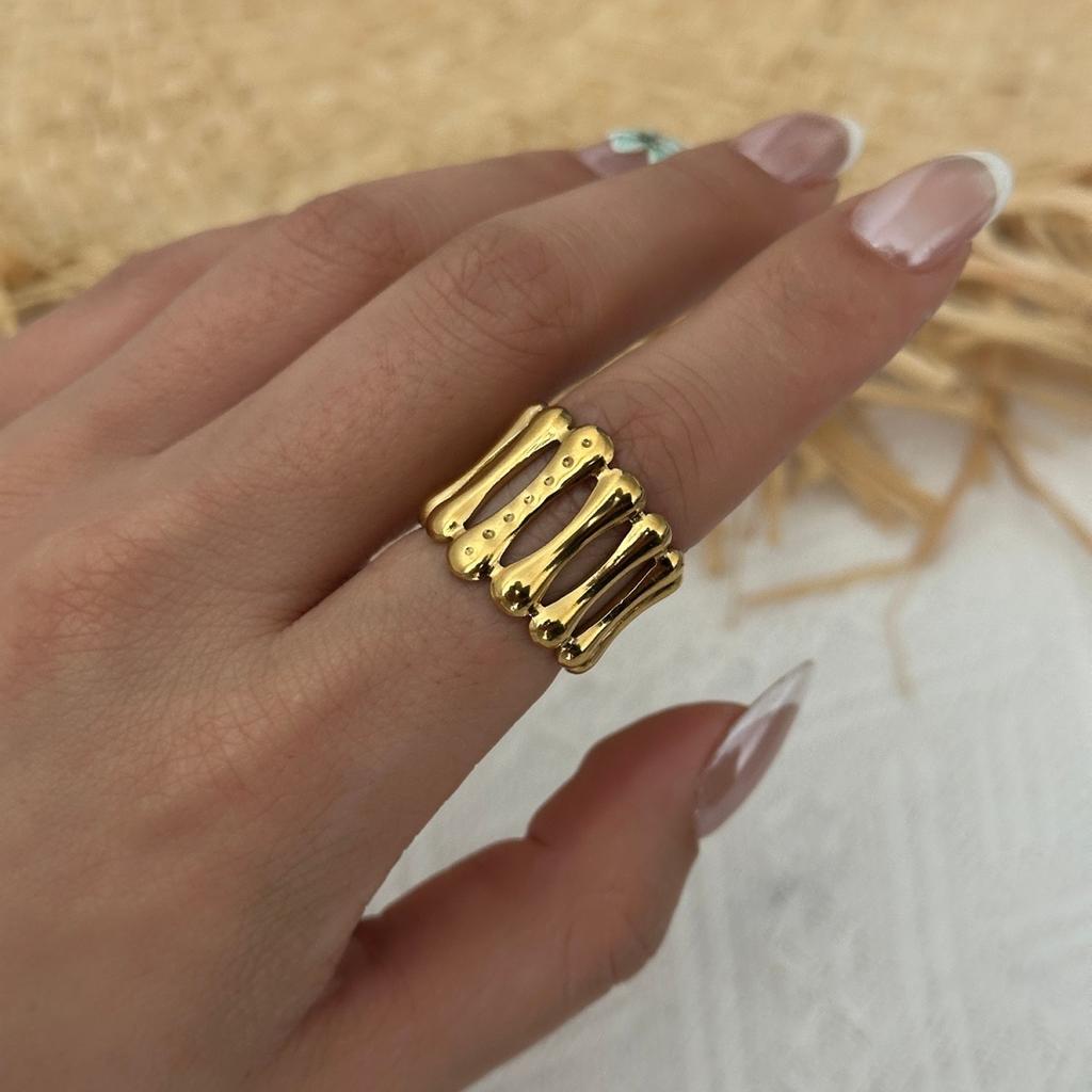 Vintage Stainless Steel Starfish Leaf Daisy Flower Wide Finger Rings For Women Men Punk Bone Honeycomb Irregular Ring Jewelry