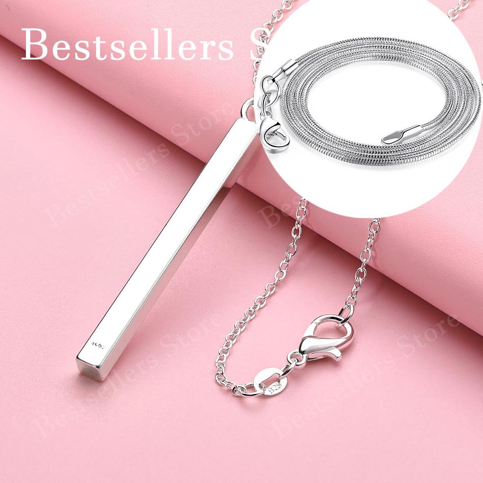 925 Sterling Silver 16-30 Inch Exquisite Long Cylindrical Pendant Necklace for Women's Fashion Wedding Accessories Jewelry