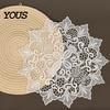 Washable Lace Doily Round White Doily, Retro Placemat, Embroidered Table Mat, Style Decor Elegant Doilies for Wedding Bridal Shower Dining Durable