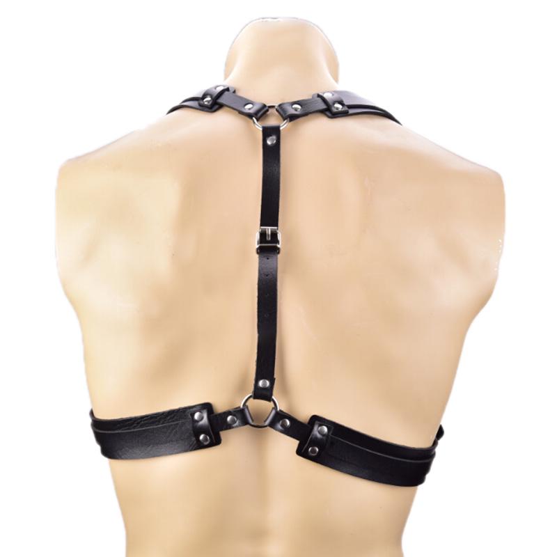 Punk Men Leather Harness Body Chest Bondage Belt Black Cosplay Erotic Belts