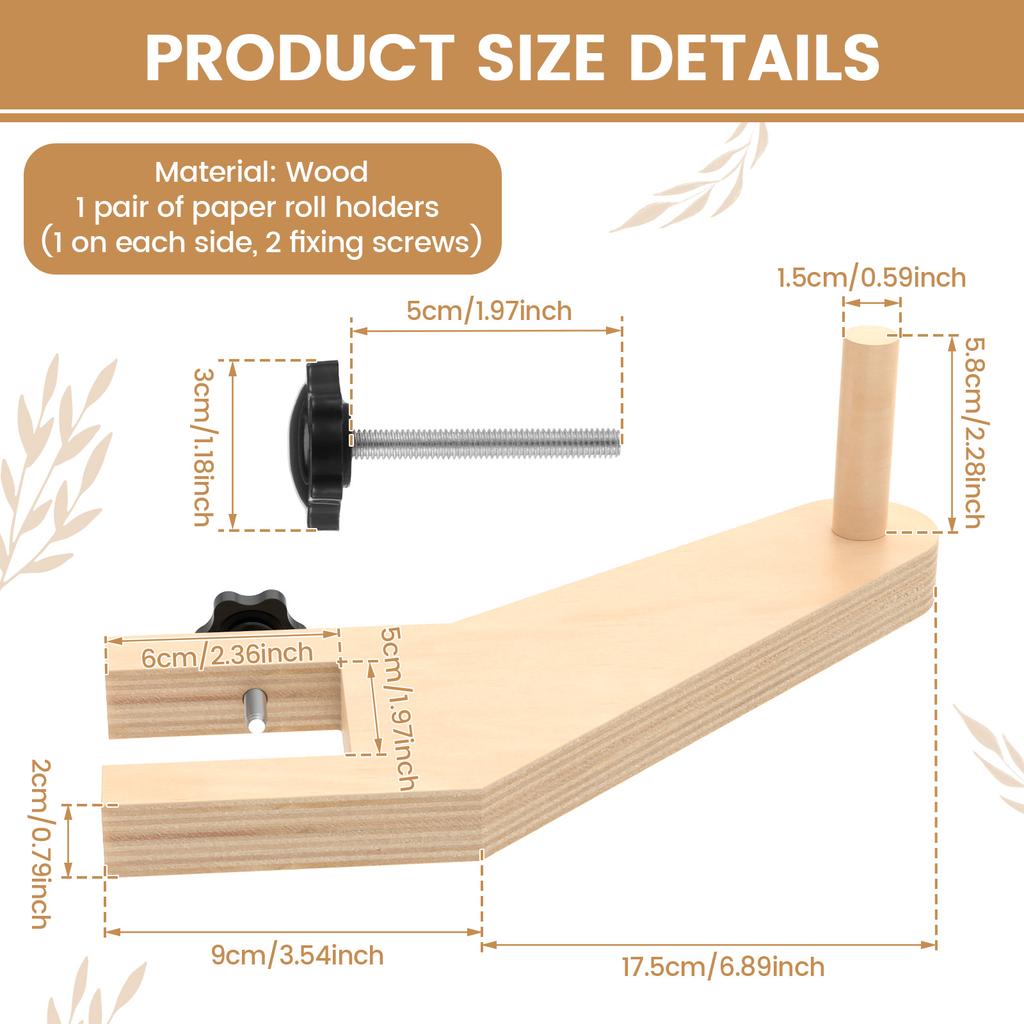 1/2 Pair Wooden Desk Mount Paper Roll Dispenser Adjustable Drawing Papers Rolls Holder Table Mount Drawing Paper Roll Dispenser