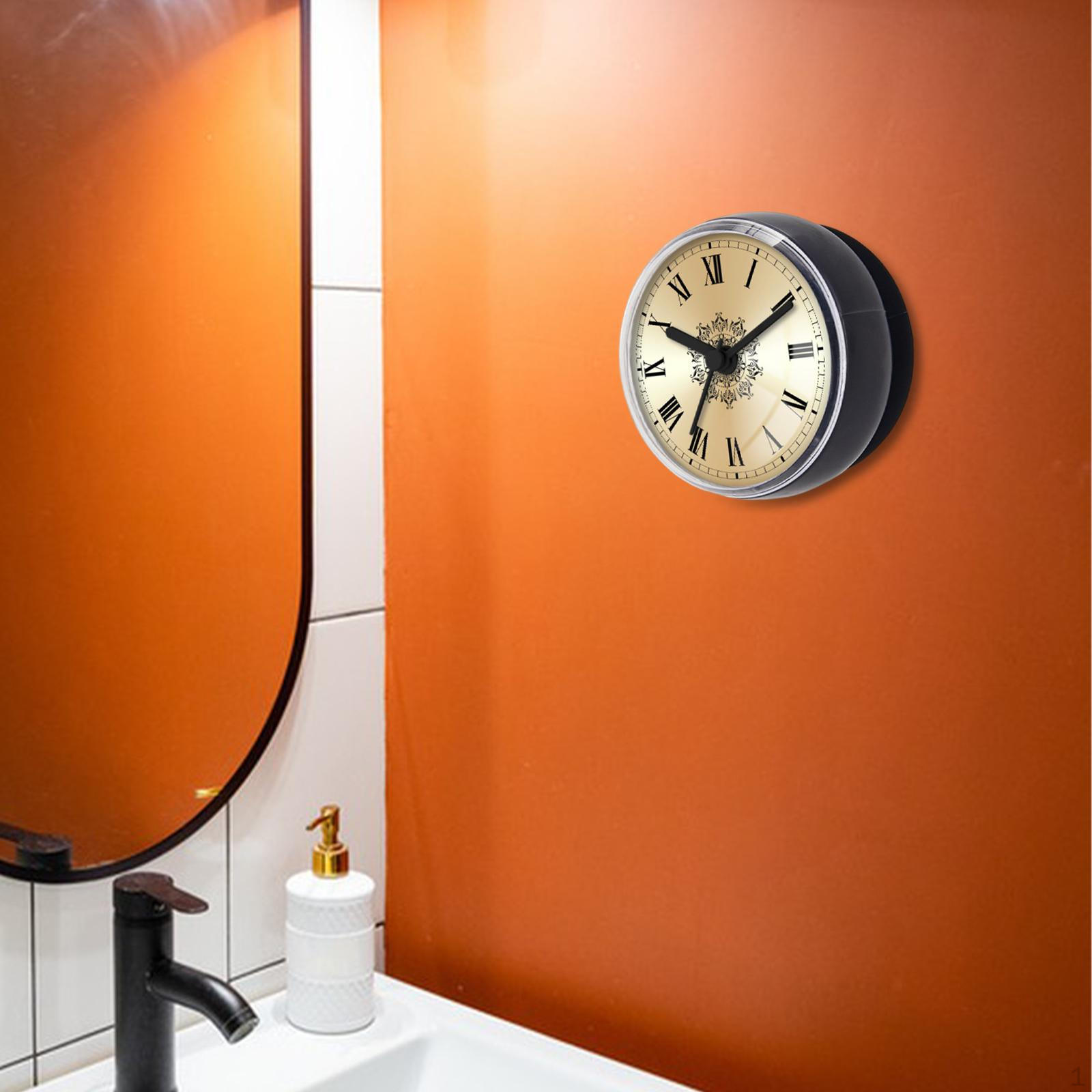 Bathroom Shower Clock,Waterproof Small Wall Clock with Suction Cup for Bathrooms Supplies Black Gray
