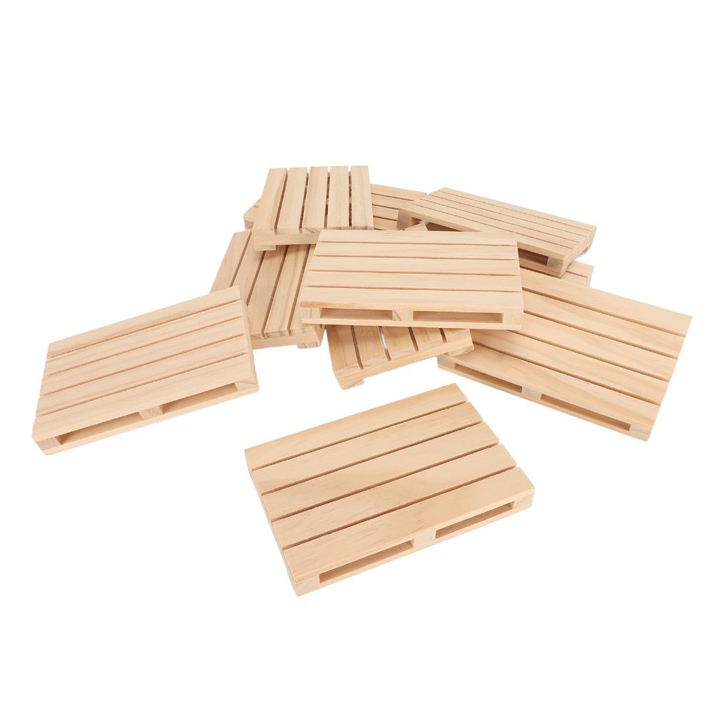 10pcs Skid Resistance Mini Pallet Coasters DIY Hand Polished Drink Coasters  For Restaurant