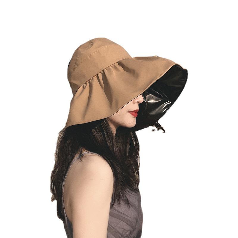 Spring and Summer UV Vinyl Empty Top Sunscreen Hat Women's UV Protection Face Cover Sun Hat Children's Summer Big Edge Sun Hat