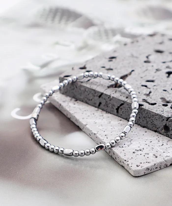 Surgical Hematite Bead Layered Bracelet (PLT-BR-084_SV)