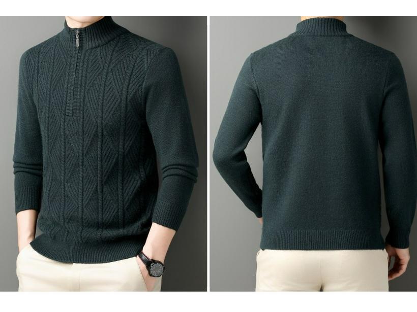Men's High-End Half-Zip Winter Sweater - Thickened, Warm, Business Casual Pullover Knitwear