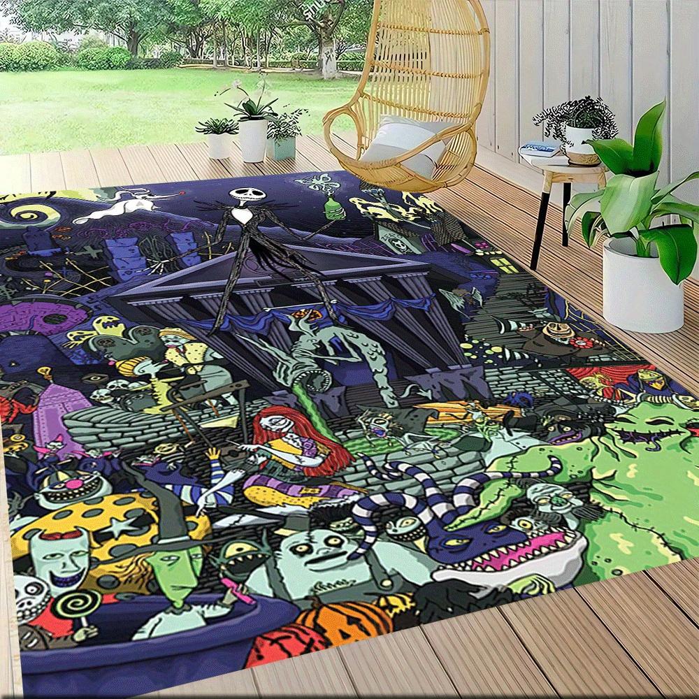 1pz Tappeto The Nightmare Before Christmas, Tappeto da Area, Camera da Letto e Sala Giochi, Resistente, Antimacchia e Facile da Pulire, Soggiorno
