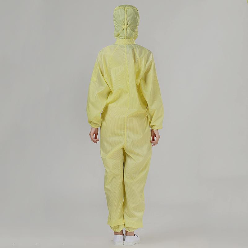 Anti-static Hooded Coveralls for Spray Painting, Dustproof, Food & Pharmaceutical Cleanroom Workwear with LOGO 3XL; Yellow