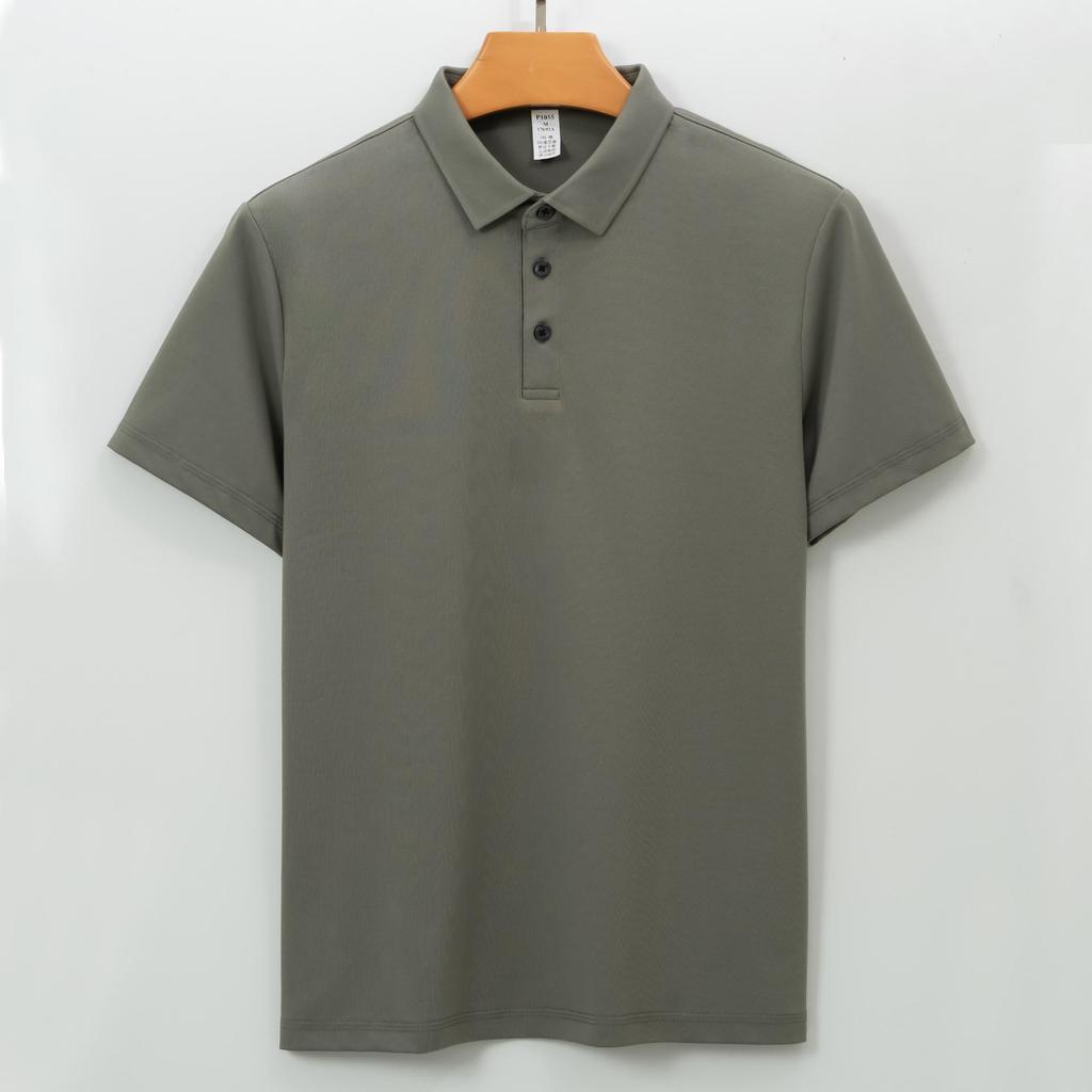 260g Baumwolle Polo Kurzarm Herren T-Shirt Langes Samt Baumwolle Fleckenfreies Oberteil Kragen Polo Oberteil